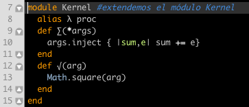 Ejemplo implementación código Ruby